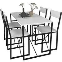 VCM Essgruppe 5 teilig Sitzgruppe Esszimmer Insasi H. 85 x B., (Set, 5-tlg., 1x Tisch 4x Stuhl)