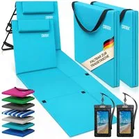 Detex Gartenliege, Strandmatte Gepolstert mit Rückenlehne Strandliege Klappbar Tragbar