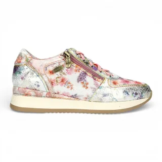 Laura Vita Damen-Sneaker Gycmo 58 aus rosafarbenem Leder mit Blumenmuster