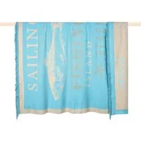 Wohndecke SEA, PAD, Made in Europe, mit Schriftzug, Motiv Fisch, mit Fransen, 150x200 cm