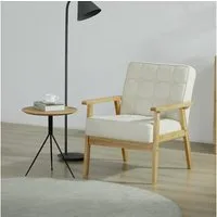 SteeLong Sessel moderner skandinavischer Akzentstuhl mit Massivholzrahmen (1-St), Polstersessel mit hellem Naturfinish & atmungsaktiver Polsterung