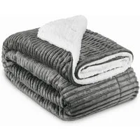 Wohndecke Sherpa Decke Kuscheldecke Glitzereffekt XL Anthrazit Elisa, 150x200cm, Beautissu, Dicke Winter Fleecedecke Lammfell-Optik & ? Hautfreundliche