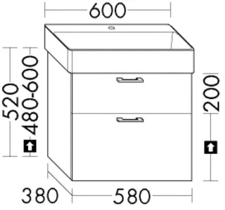 Burgbad Waschtischunterschrank System 30 Preisgruppe 1 Aqua 520x580x380 Kieselgrau Matt WYFE058F6918