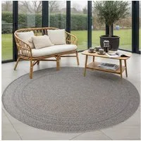 Carpettex Outdoorteppich Schlichter Flatweave Teppich mit Rahmen, Rund, Höhe: 5 mm, Outdoor Teppich Wetterfest Modern Design Wohnzimmer Küchen Terrasse