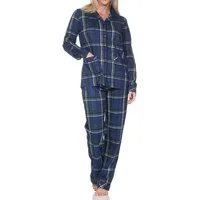 Normann Pyjama Normann Damen Pyjama Karo Optik zum durchknöpfen in Jersey Qualität