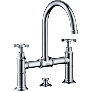 hansgrohe Axor Montreux 2-Griff-Waschtisch-Brücken-Armatur 16510000 Ausladung 175mm, Zugstangen-Ablaufgarnitur, chrom