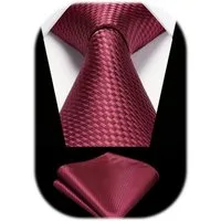 LuxusKollektion Krawatte Krawatten Herren Einstecktuch Set Hochzeit Business Burgunder