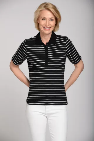 CLARINA - Ganzjahres NOS Poloshirt,1/2 A 900 schwarz-weiss - Gr. - 36