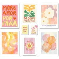 ARTFAVES Bilder-Collage Poster Set Abstract Dopamine Decor I mehrteilige Bilderwand I Wandbild, (Wandbilder modern, 8 St)