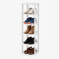 relaxdays Schuhregal Stapelbares Schuhregal, 1-tlg., weiß, 6er-Pack