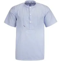 modAS Streifenhemd 10006 Unisex Fischerhemd Sommer mit Stehkragen - Hemd im Finkenwerder-Stil