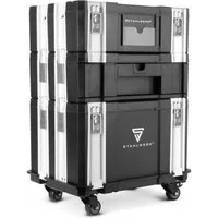 STAHLWERK Werkzeugkoffer Mobiles Toolbox Set mit 3 Werkzeugkoffern Rollbrett und Lenkrollen (Set, 3 Boxen)