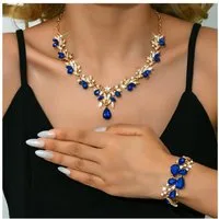 Zaewry Schmuckset Dreiteiliges Schmuckset mit Strasssteinen (2-tlg), Halskette und Armband, geeignet für Hochzeit, Ball und Party