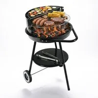 relaxdays Holzkohlegrill mit Rollen