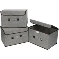 OSTWOLKE Aufbewahrungsbox Kleiderschrank Organizer für Kleideraufbewahrung, Klettverschluss,Grau