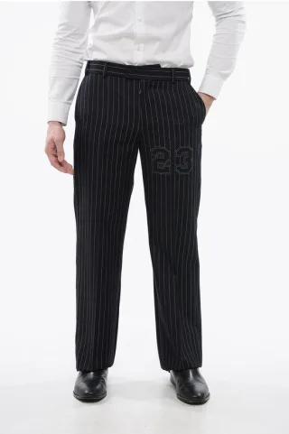 Nadelstreifen-Hose 23 Slim Fit aus Wollmischung in Blau