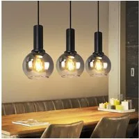 Nettlife Pendelleuchte Vintage Esstisch Glas Schwarz Industrial E27 Wohnzimmer, Höhenverstellbar, LED wechselbar, Esstischlampe für Wohnzimmer Küche