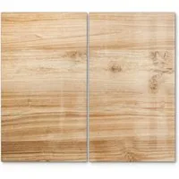 DEQORI Herdblende-/Abdeckplatte 'Holzstruktur detailliert', Glas, (2 tlg), Herdabdeckplatte Ceranfeld Herd Platte Abdeckung Glasplatte