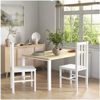 HOMCOM Esszimmerstuhl Essstuhl, Wohnzimmerstuhl mit Rückenlehne, belastbar bis 120 kg (Küchenstuhl, 2 St), für Esszimmer, Küche, Weiß