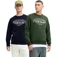 Jack & Jones Rundhalspullover (Spar-Set, 2er Pack) mit angeregter Innenseite, in Regular Fit