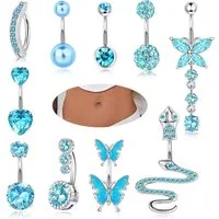 LuxusKollektion Bauchnabelpiercing 10Pcs 14G Bauchnabelpiercing Damen Chirurgenstahl Rosa Blau