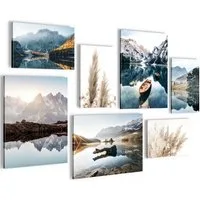 Novart Wandbild Wandbilder Set Landschaft Natur See Berge 100x70 cm, Berge