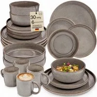 SÄNGER Tafelservice Kairo (30-tlg), 6 Personen, Steingut, Kombiservice Kairo Graphit, Handmade, VALUE COLLECTION