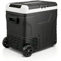 Brandson Elektrische Kühlbox Kompressor Kühlbox, bis – 20°C, ECO Modus, 46 L, für Auto & Haus, 46 l, 2-Zonen, -20°C Tiefkühlung, ECO, Trolley, Batteriewächter, LED-Display