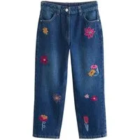 Next Straight-Jeans Jeans mit Blumenstickereien + geradem Beinschnitt (1-tlg)