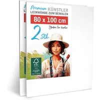 M MERCEO Leinwand, 2er-Set Leinwand 80x100cm (zum Bemalen, Baumwolle, Keilrahmen,280g/m)