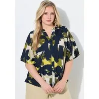 Ulla Popken Tunika Bluse Oversized Tunika-Ausschnitt Halbarm
