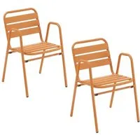 Liadomo Gartenstuhl Lesina, Gartensessel, Stapelstuhl, Armlehnstuhl (Balkonstuhl, Outdoor, 2 St), Latten-Design, Aluminium orange, stapelbar