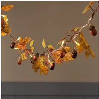 Lights4fun LED-Girlande 1,8 m LED-Herbstgirlande mit Eichenlaub & Eicheln in Warmweiß, Grün/Or