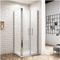 Duschparadies Eckdusche 195cm 6mm ESG Doppel Schwenktür Drehtür Duschabtrennung Eckdusche, BxT: 70x70 cm, Sicherheitsglas, ebenerdiger Einbau möglich