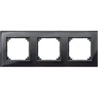 Rahmen aus Glas, dreifach, waagerecht und senkrecht montierbar, glänzend, IP20 schwarz (glänzend), Retail