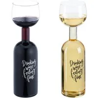 relaxdays Weinglas Weinflasche mit Glas 750 ml, Glas