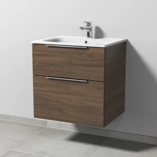 Sanipa 3way Waschtischunterbau zu Geberit Renova Plan Slim Waschtisch mit 2 Auszügen, Eiche-Arizona UM68680