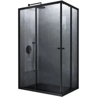 Mai & Mai Eckdusche Duschkabine mit Doppel-Schiebetür ESG-Glas mit Nano-Beschichtung R16K, BxT: 75x75 cm, Einscheibensicherheitsglas (ESG), Mit Aluminiumrahmen, Magnetdichtung und ebenerdiger Montage möglich