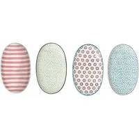 Bloomingville Frühstücksteller Bloomingville Patrizia Frühstücksteller Blue oval Steingut 4er Set