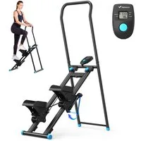 MERACH Stepper 2025 Neues Stair Stepper für Heimtraining, Rehabilitation (Tragbarer Crosstrainer Stepper klappbar mit 3 Widerstandsstufen, mit LCD-Schirm & verstellbare Lenker & Rutschfeste Pedale), Vertical Climber Maschine für Ganzkörper-Workout