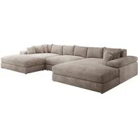 Luxusbetten24 Sofa Designer Sofa Bernardo U in Cord, mit breiter Ottomane