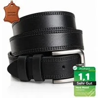 herémood Ledergürtel Gürtel Herren 4cm breit Ledergürtel Jeans Premium Geschenke für Männer (100 % Echtleder Gürtel handgefertigt, hochwertig verarbeitet, kürzbar, 1-St., Schwarz 110 cm – 4 cm breit – echtes, robustes Büffelleder, langlebig) Schwarze