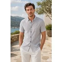Haupt Kurzarmhemd Modern Fit Kurzarm Baumwoll-Herrenhemd Multicolor Style Sommer