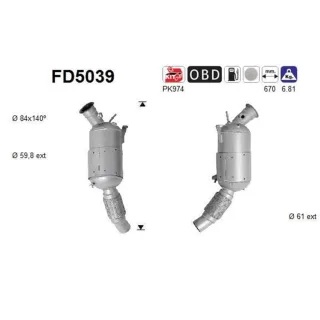 AS Dieselpartikelfilter BMW 1er E81 120 3er E90 320 5er E60 520