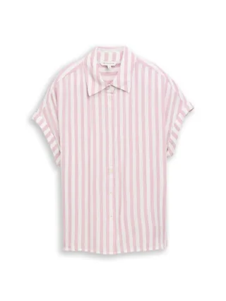Tom Tailor - Loose Fit Bluse mit Streifen light elderberry stripe - Gr. - 46
