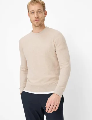 Brax Herren Strickpullover Style RICK beach, Beige, Gr. XS
