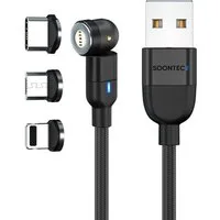 SOONTEC Magnet Ladekabel SOONTEC 0,5m-6,5m Micro USB/USB-C/Lightning 2,4A/3,0A magnetisches Ladekabel, Lightning, Micro-USB, USB-C, Lightning, USB-C, Micro-USB (100 cm), drehbar 360°&180°