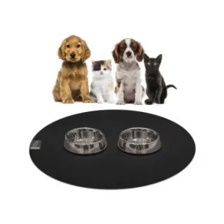 SANOZOO ® - runde Napfunterlage - Öko-Tex und Made in Germany schwarz 60 cm, 60 cm