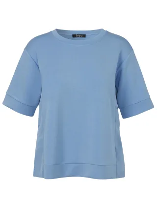 Frapp - Sweatshirt Rundhals 1/2 Arm Materialmix azur blue - Gr. - 50