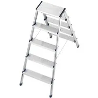 Hailo Doppelleiter D60 StandardLine (1-St), Alu-Sicherheits-Doppelstufenleiter 2x5 Stufen